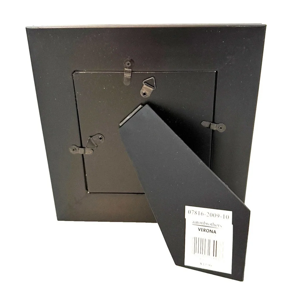 Black Wooden 8X8 Photo Frame for 5X5 Picture with Glass by Aaron Brothers NEW